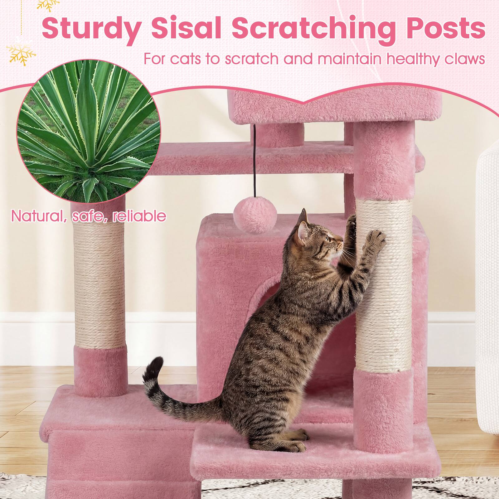 Sturdy Sisal Scratching Posts  
For cats to scratch and maintain healthy claws  

Natural, safe, reliable