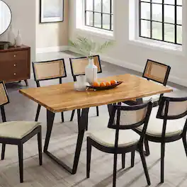 Viggo 60" Live Edge Acacia Wood Acacia Wood Dining Table by Modway - Black Natural