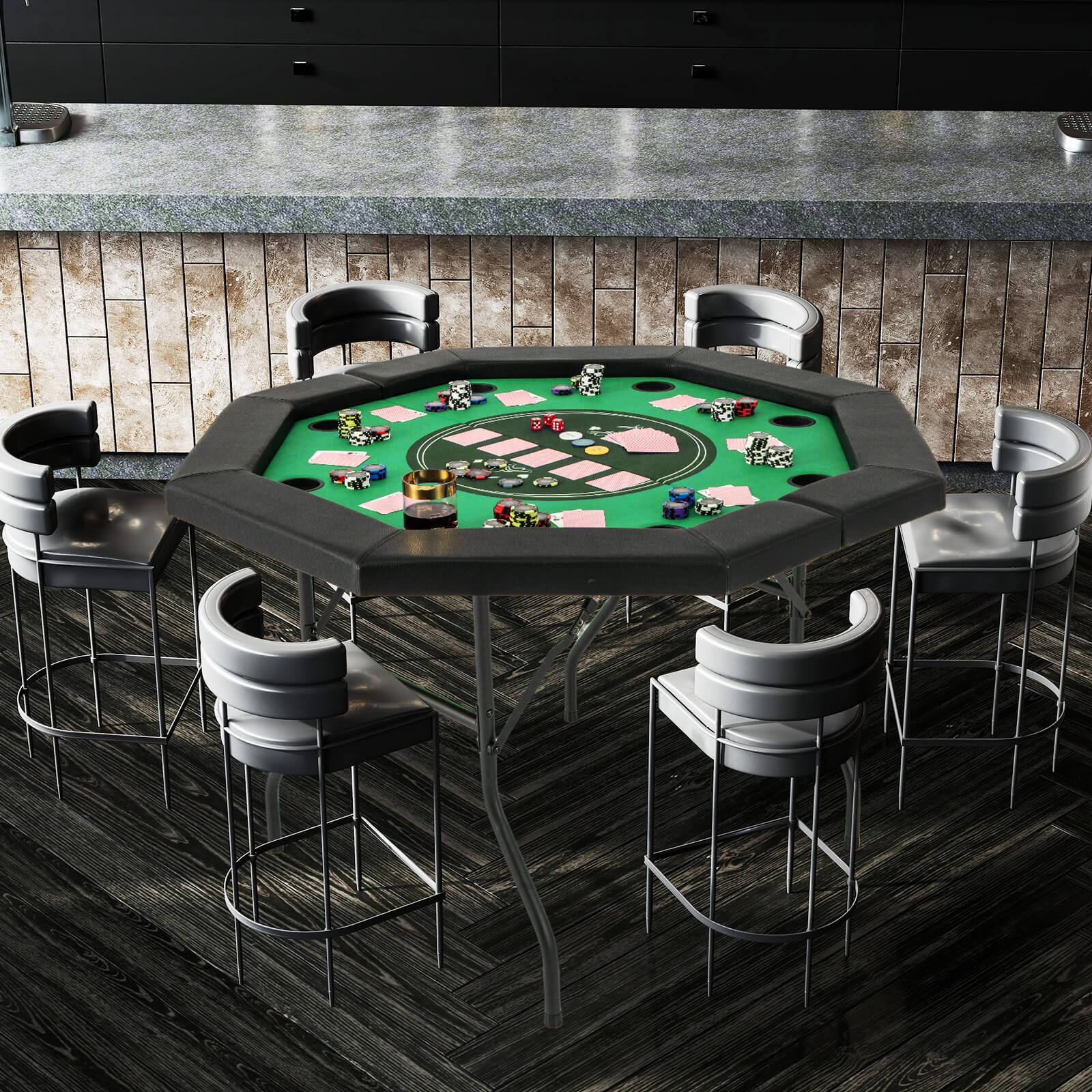 Alt View 4. Costway - Costway 48" Foldable Poker Table for 8 Players Portable Blackjack Texas Hold’em Table - Green.