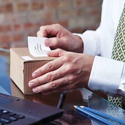 Alt View 1. DYMO - LabelWriter 30256 Large Shipping Labels, 4" x 2-5/16", Black on White, 300 Labels/Roll (30256) - Black On White.