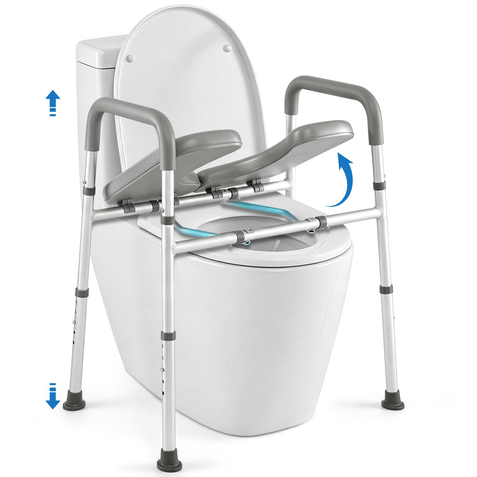 Alt View 9. Costway - Costway Raised Toilet Seat, Heavy-duty 400 LBS Toilet Seat Riser with Non-slip Handles - Silver + Gray.
