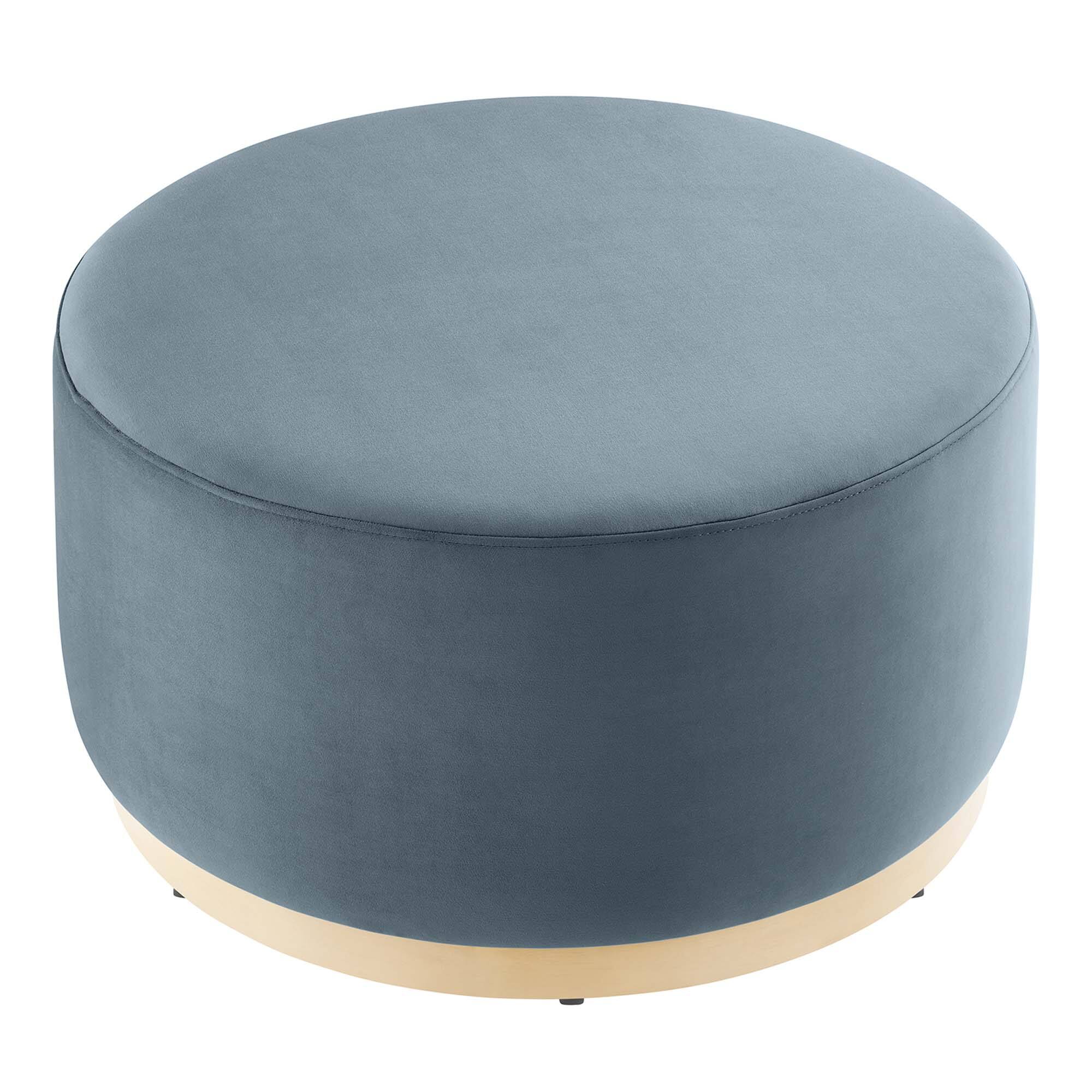Alt View 2. Modway - Tilden Large 29" Round Performance Velvet Upholstered Ottoman by Modway - Cadet Blue Natural.
