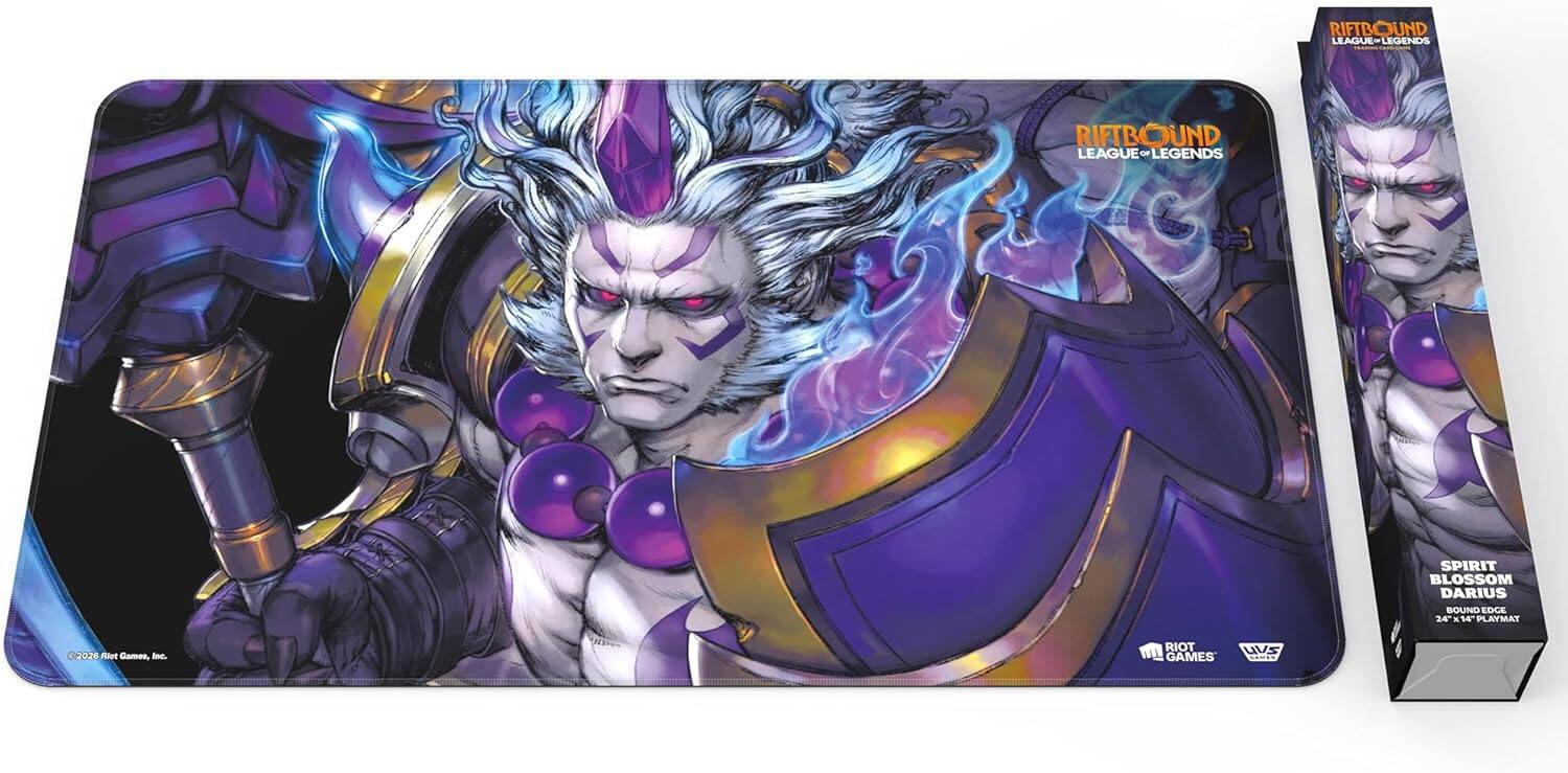RIFTBOUND LEAGUE OF LEGENDS  
SPIRIT BLOSSOM DARIUS  
SOUND EDGE  
24" PLAYMAT  
62026  
Riot Games, Inc.  
Riot Games