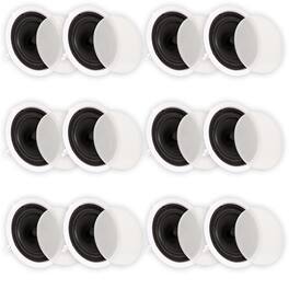 Theater Solutions by Goldwood - TS80C in Ceiling 8" Speakers Surround Sound Home Theater 6 Pair Pack - Paintable White