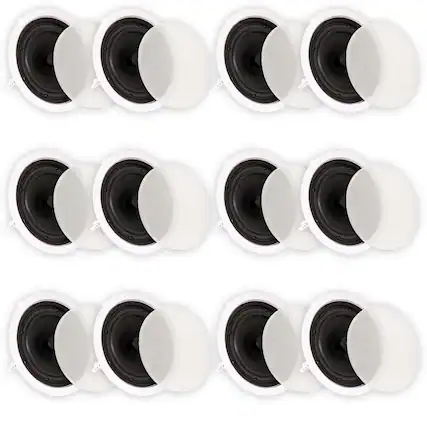 Front. Theater Solutions by Goldwood - TS80C in Ceiling 8" Speakers Surround Sound Home Theater 6 Pair Pack - Paintable White.