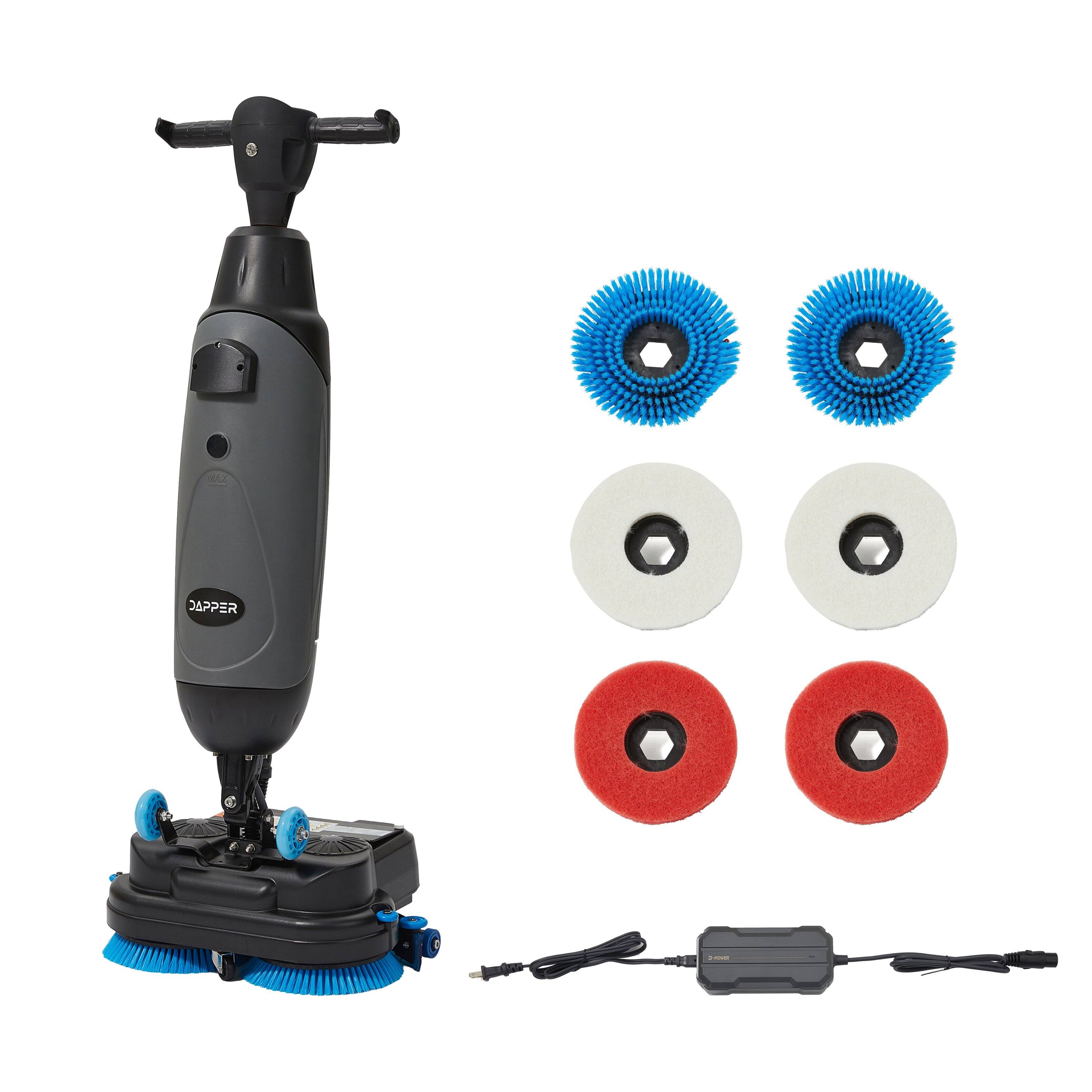 Alt View 4. Dapper Supply - Battery Powered Walk Behind Floor Scrubber 17 Inch Cleaning Path 1.2 Gal Tank Up to 13000 Sq Ft/hr - Black.