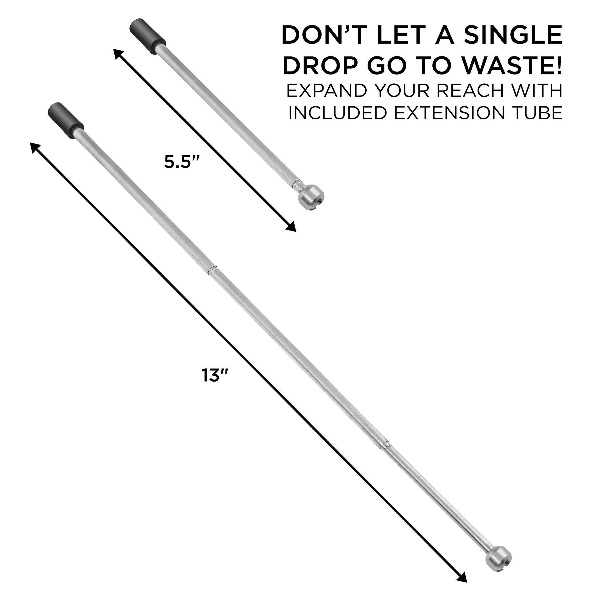 DON'T LET A SINGLE DROP GO TO WASTE! EXPAND YOUR REACH WITH INCLUDED EXTENSION TUBE 5.5" 13"