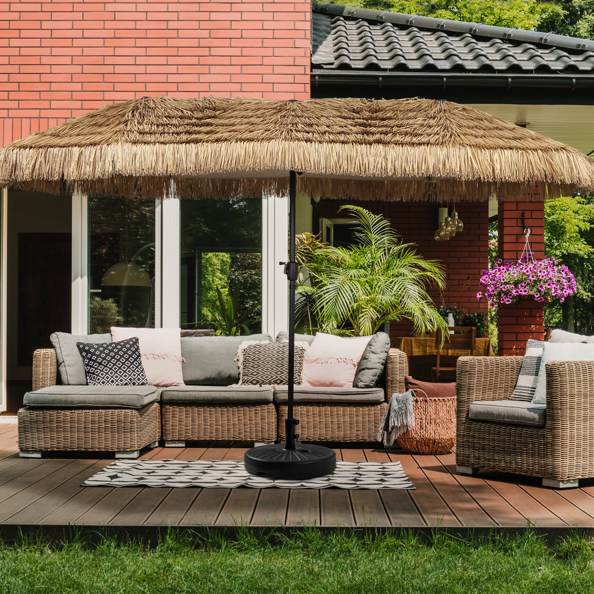 Alt View 1. Ainfox - Ainfox 13ft Thatched Hawaii Tiki Umbrella - Nature.