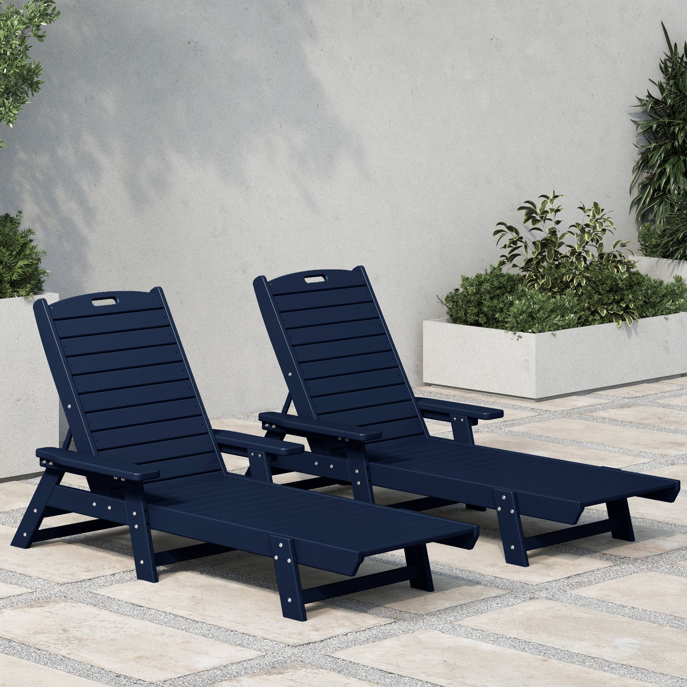 Angle. WestinTrends - WestinTrends Malibu Poly Reclining Chaise Lounge (Set Of 2) - Navy Blue.