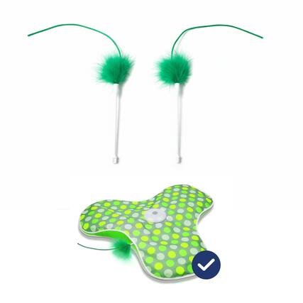 Front. PawsPik - PawsPik Interactive Hide & Seek Concealed Feather Cat Toy, Green - green.