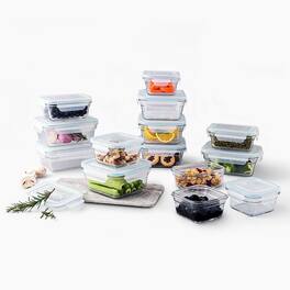 Glasslock - Oven and Microwave Safe Glass Food Storage Containers 28 Piece Set - Clear
