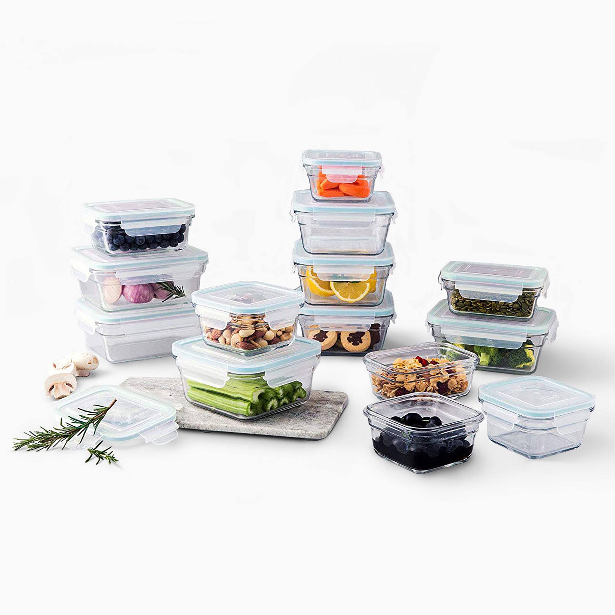 Front. Glasslock - Glasslock Oven and Microwave Safe Glass Food Storage Containers 28 Piece Set - Clear.