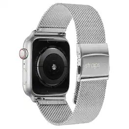 StrapsCo - Pro Mesh Strap Stainless Steel Watch Band For Apple Watch - 40mm/41mm/42mm (Medium-Long) - Silver