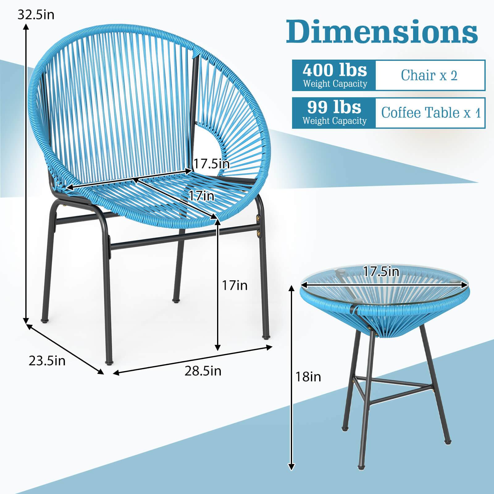 32.5in

Dimensions
400 lbs Chair x 2 Weight Capacity
99 lbs Coffee Table x 1 Weight Capacity

17.5in
17in
17in
17.5in
23.5in
28.5in
18in