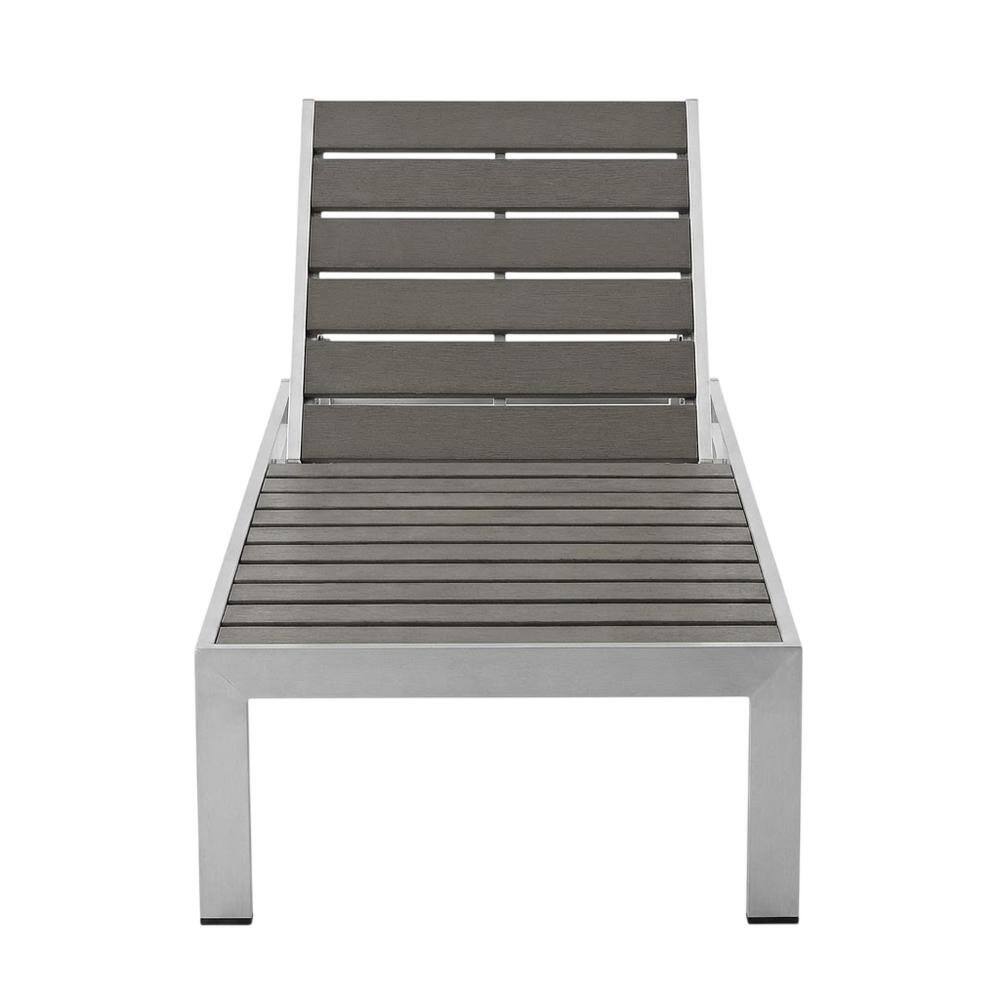Back. Outdoor Escape - Outdoor Patio Aluminum Chaise Set Of 4 With Stack-Free Design, Backrests - Gray.