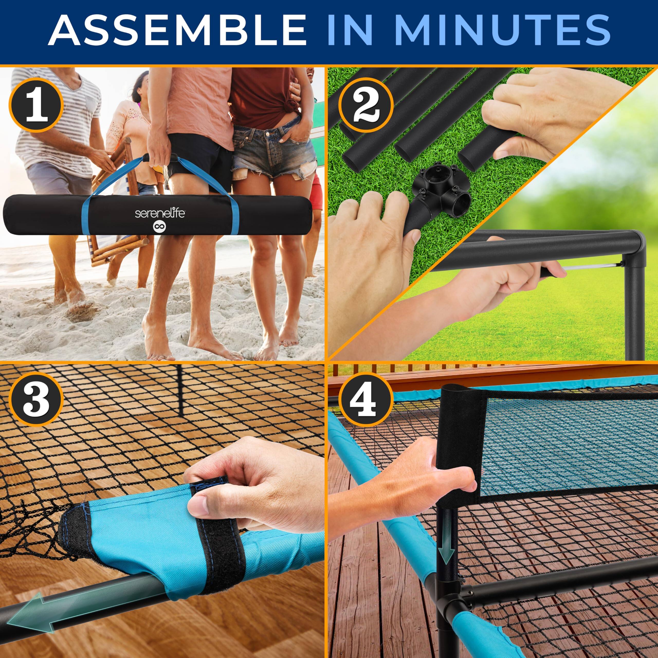 ASSEMBLE IN MINUTES

1. serenelife

2.

3.

4.