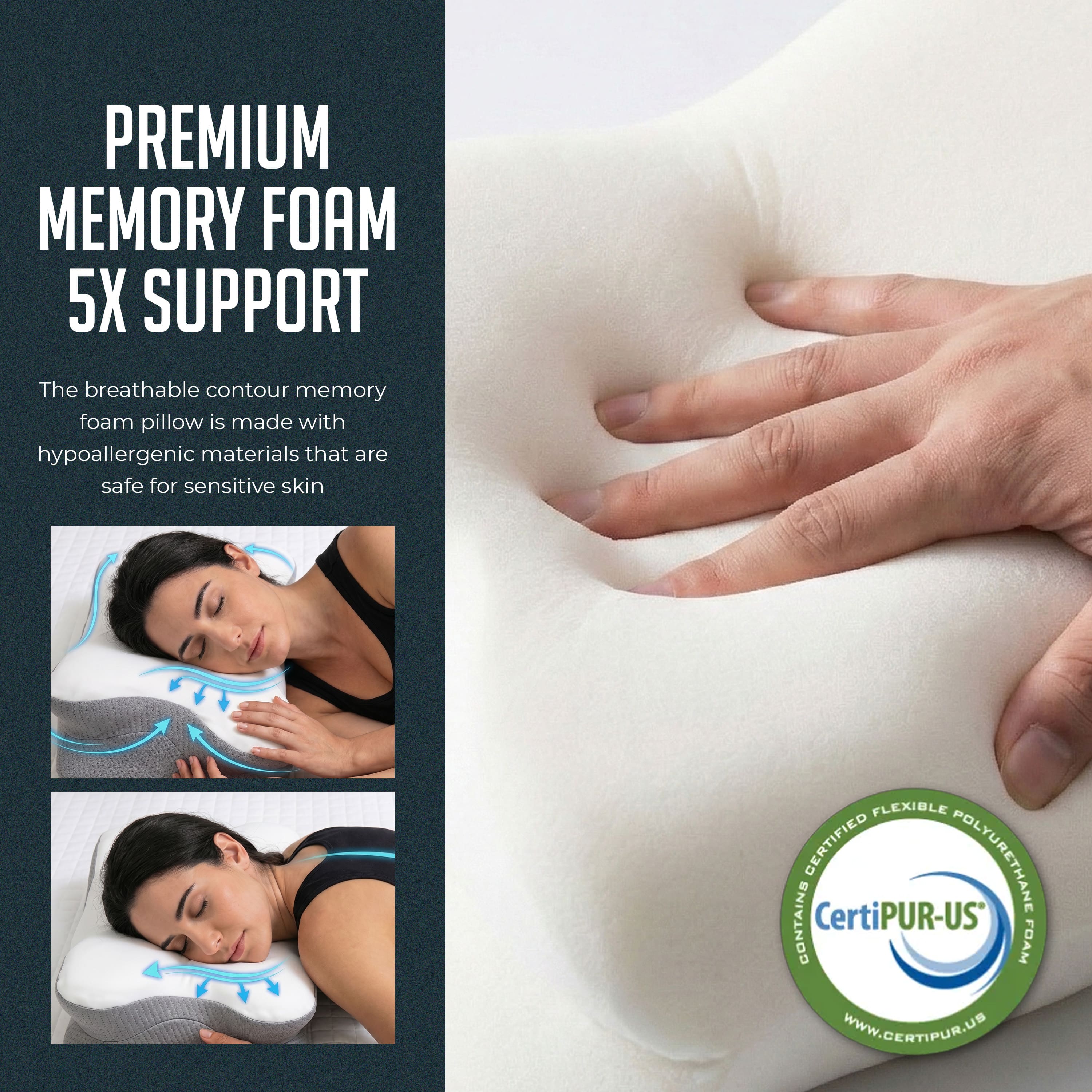 Luminuxe Cervical Memory Foam Pillow, Orthopedic Contour Neck