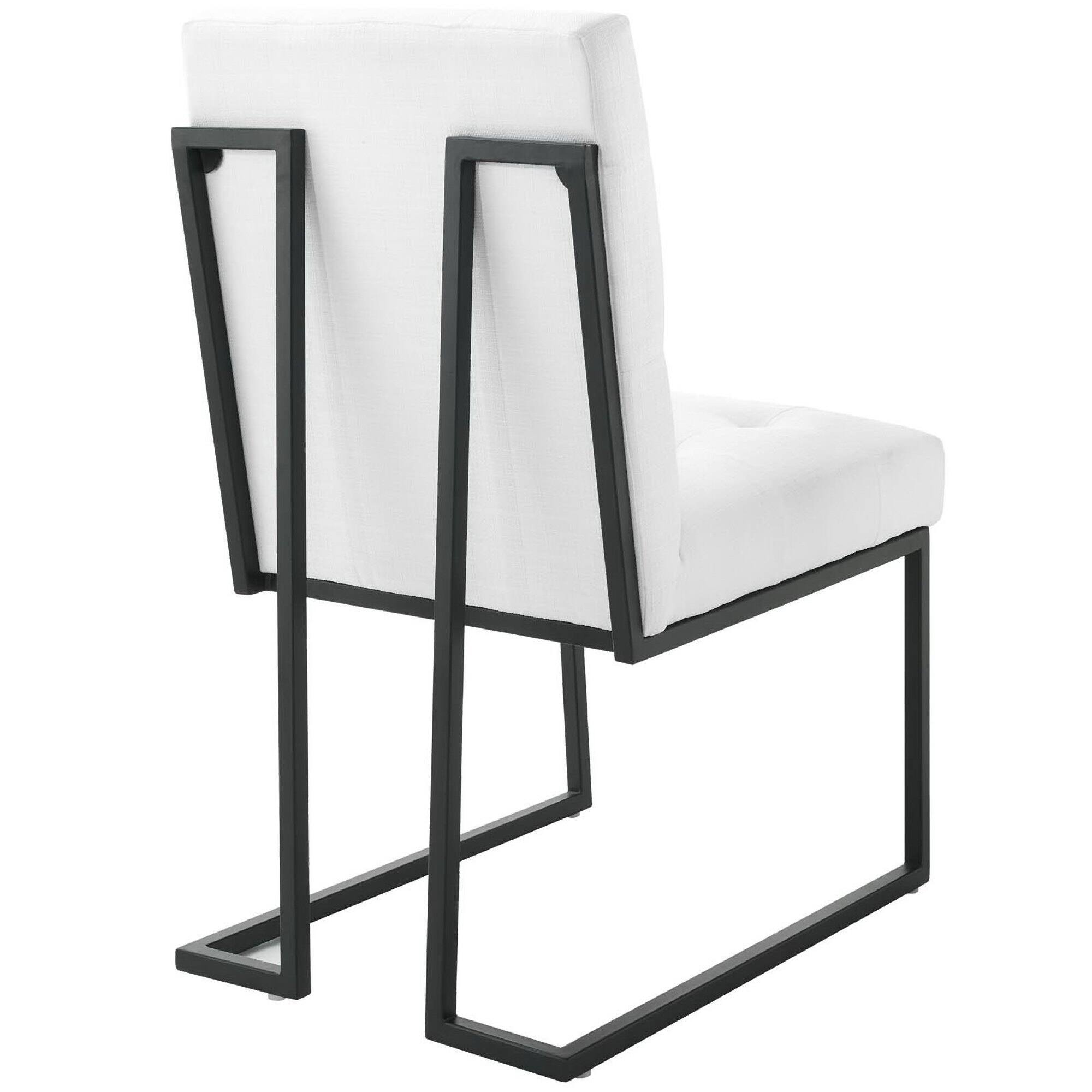 Alt View 1. Modway - Privy Black Stainless Steel Upholstered Fabric Dining Chair by Modway - Black White.