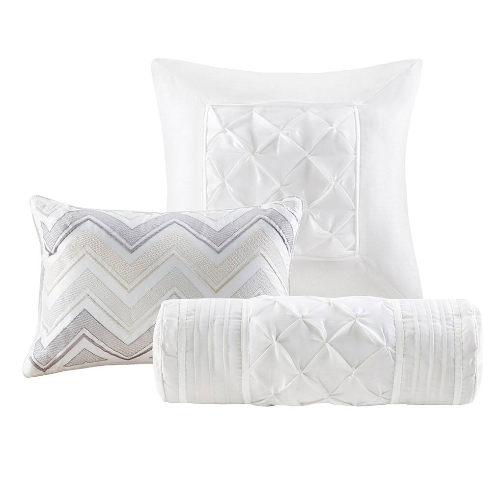 Alt View 3. Gracie Mills - Gracie Mills Shelby 7-Piece Padded Comforter Set - White.