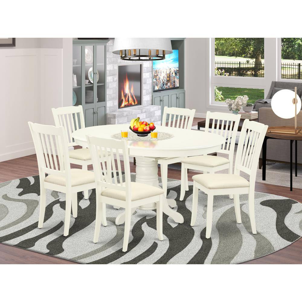 Left. East West Furniture - Dining Room Set Linen White - Brown.