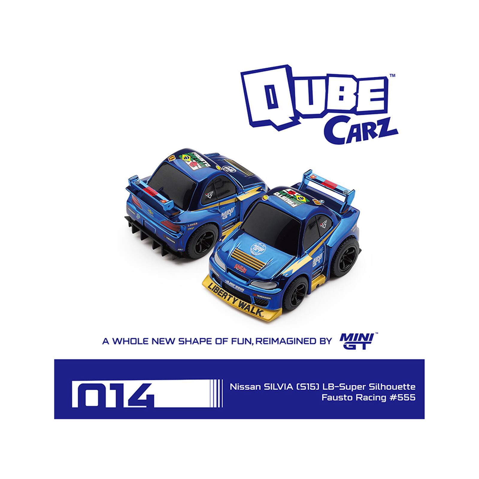 TM DUBE CARZ DO FRUSTO A FRUSTO  
LAVER  
LIBERTY WALK. AMAHORY A WHOLE NEW SHAPE OF REIMAGINED BY MINI FUN, GT  
014  
Nissan SILVIA (S15) LB-Super Silhouette Fausto Racing #555
