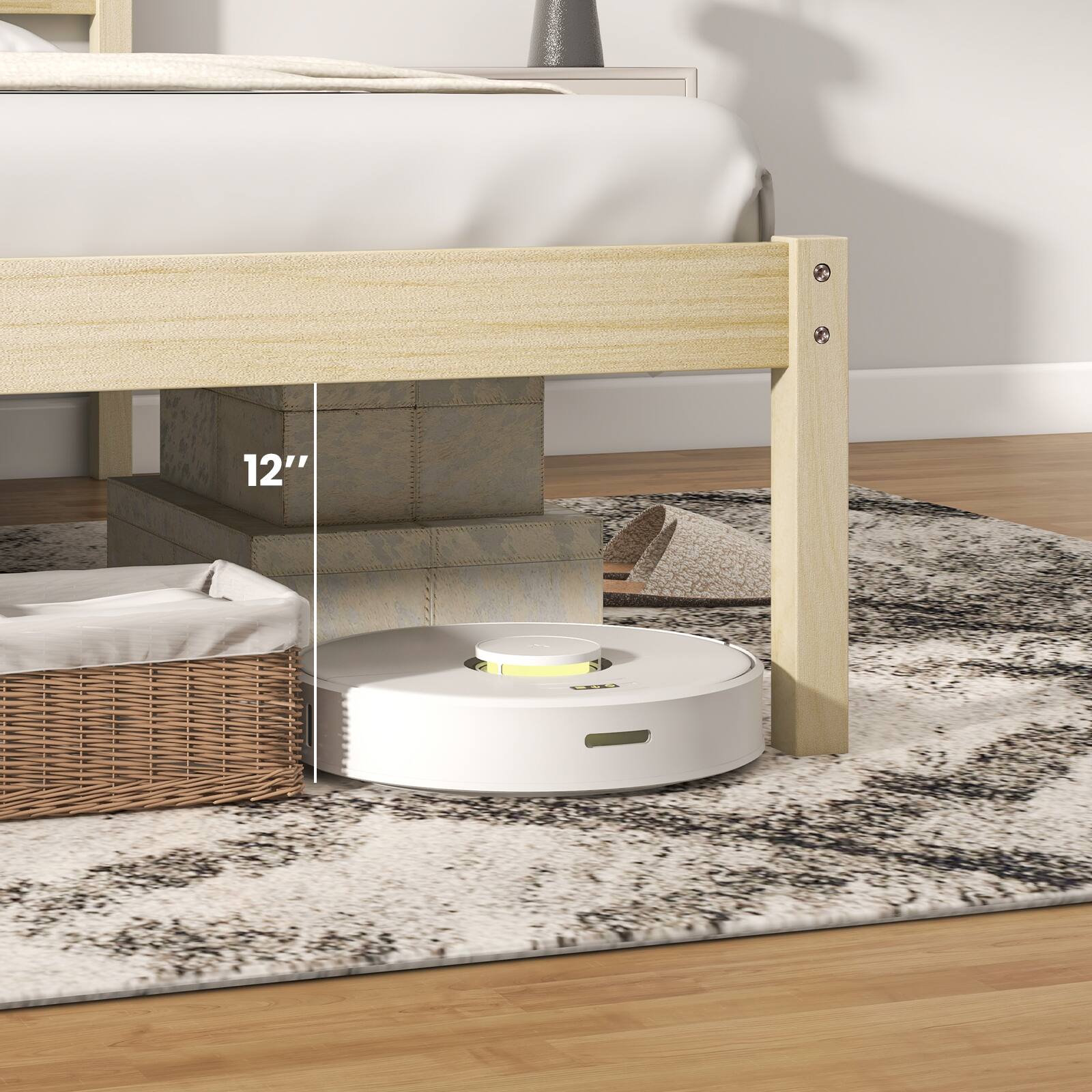 Alt View 4. SlickBlue - Wood Platform Bed with Headboard and Sturdy Slat Support for Mattress - Natural.