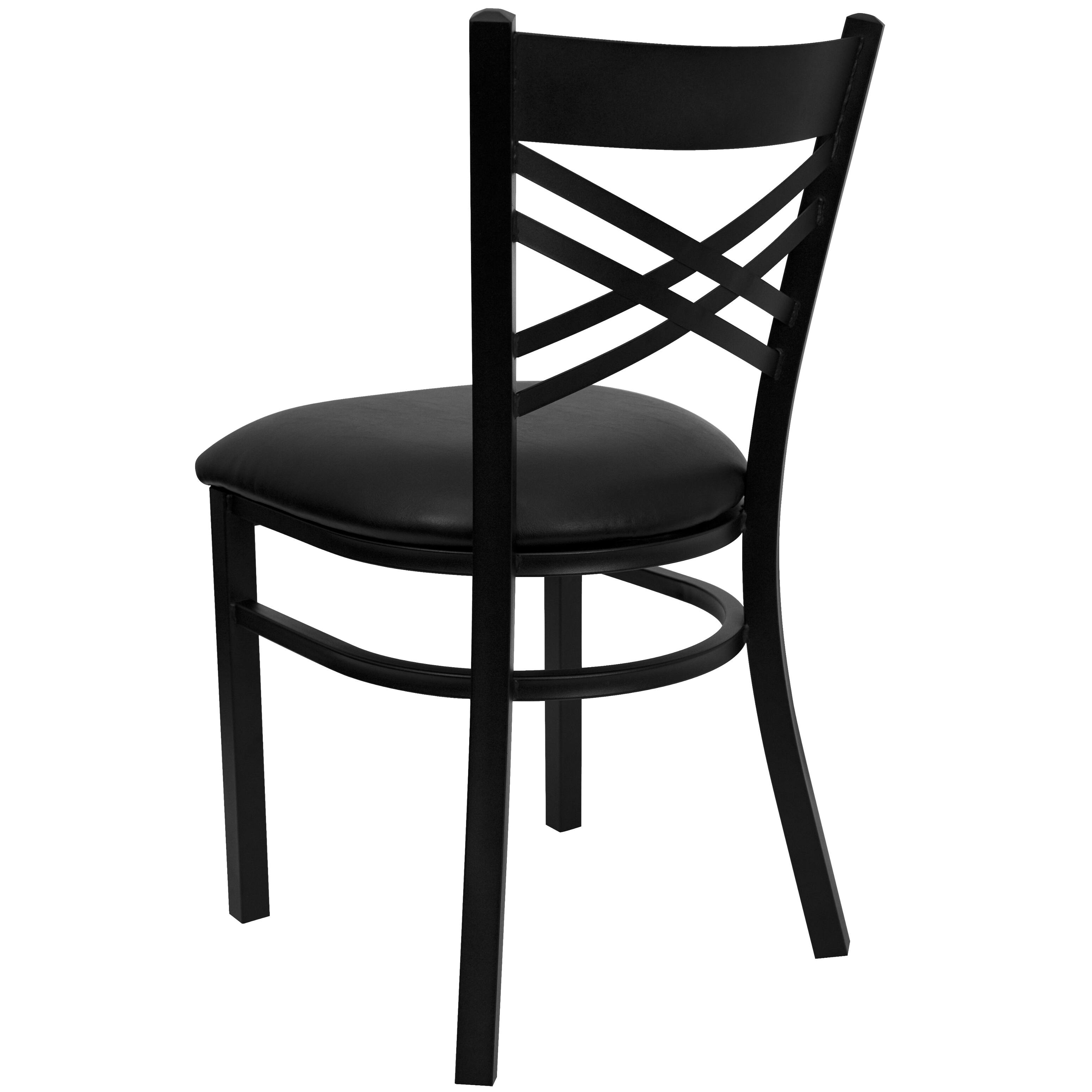 Alt View 5. Emma + Oliver - "X" Back Metal Restaurant Dining Chair - Black Vinyl Seat/Black Metal Frame.