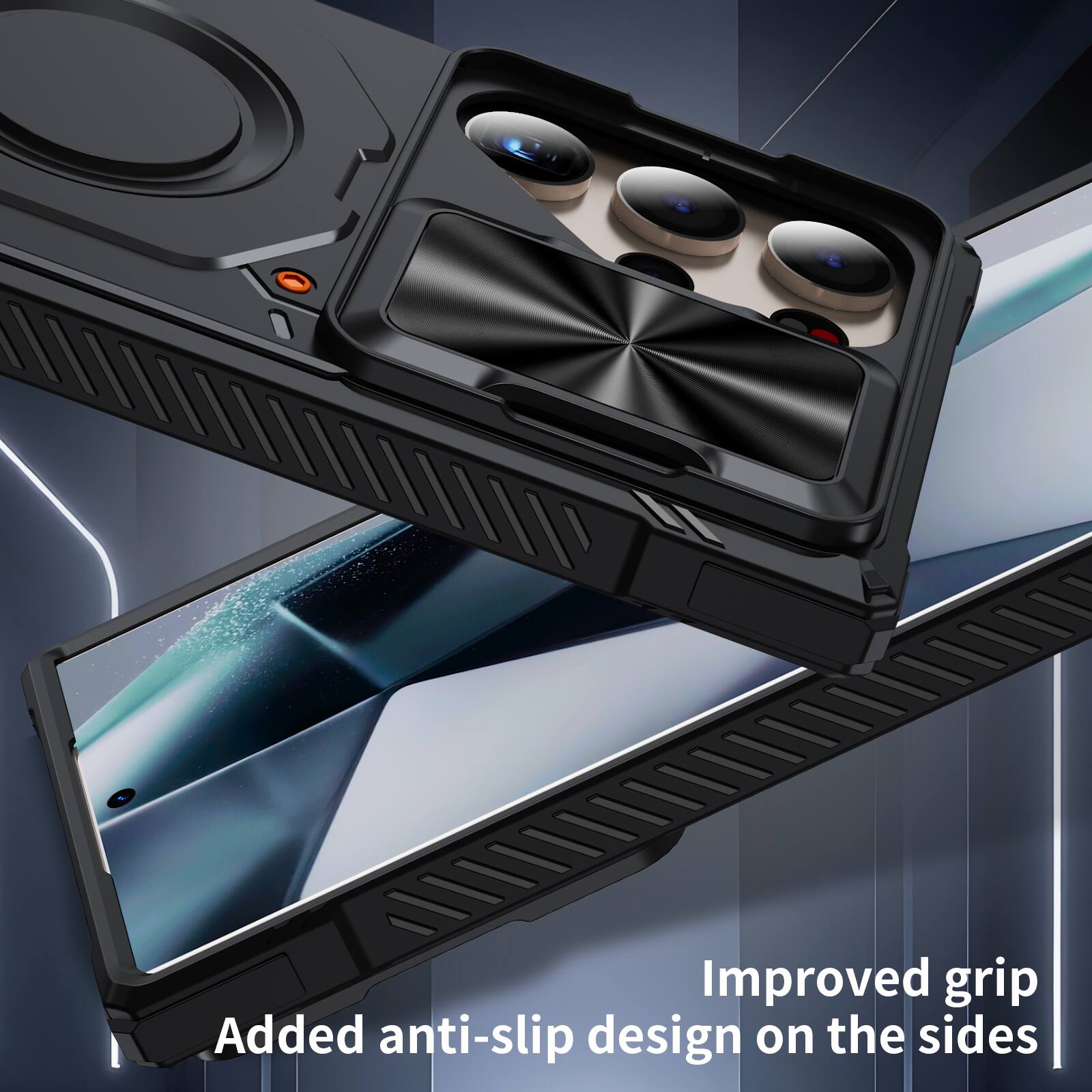 Improved grip  
Added anti-slip design on the sides