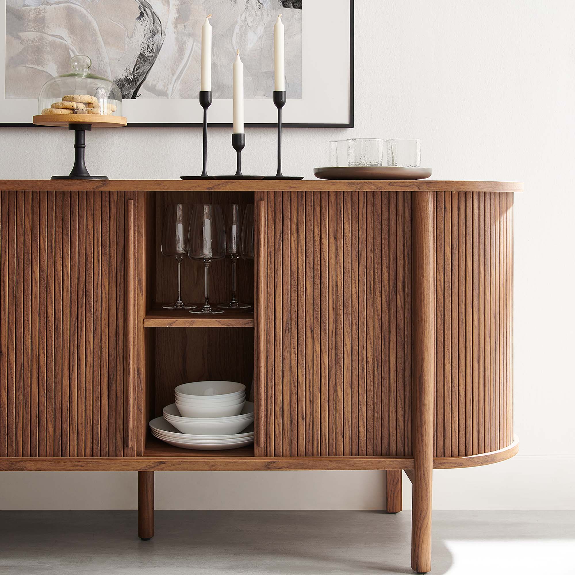 Alt View 2. Modway - Cadence 63" Curved Sideboard by Modway - Walnut.