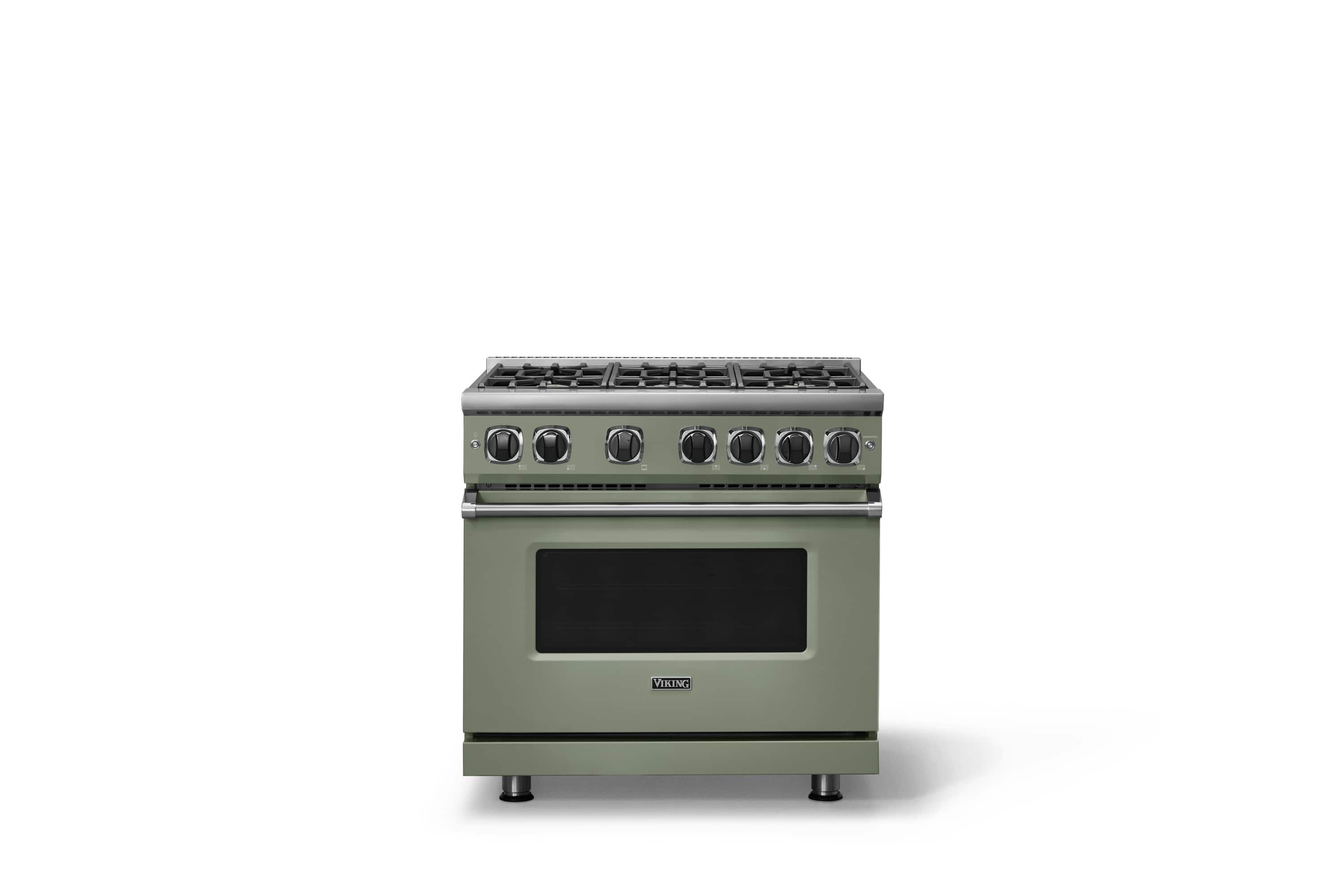 Front. Viking - Pro 7 Series 5.6 Cu. Ft. Freestanding Sealed 4 Burner Gas Convection Range - Eucalyptus - Eucalyptus.