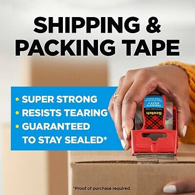 SHIPPING & PACKING TAPE

- SUPER STRONG
- RESISTS TEARING
- GUARANTEED TO STAY SEALED*

*Proof of purchase required.