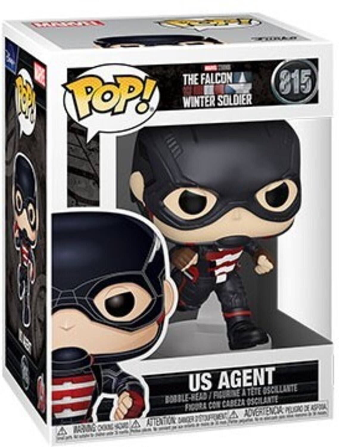 LARkiT THE FALCON 3 POP! WINTER SOLDIER 815 BARNING US AGENT OSCILANTE I FIGURINE A TTE BOBBLE-READ CABEZA OSCILANTE FIGURA CON DE KGFDA AOVERTENCA PELERO A ATTENTION