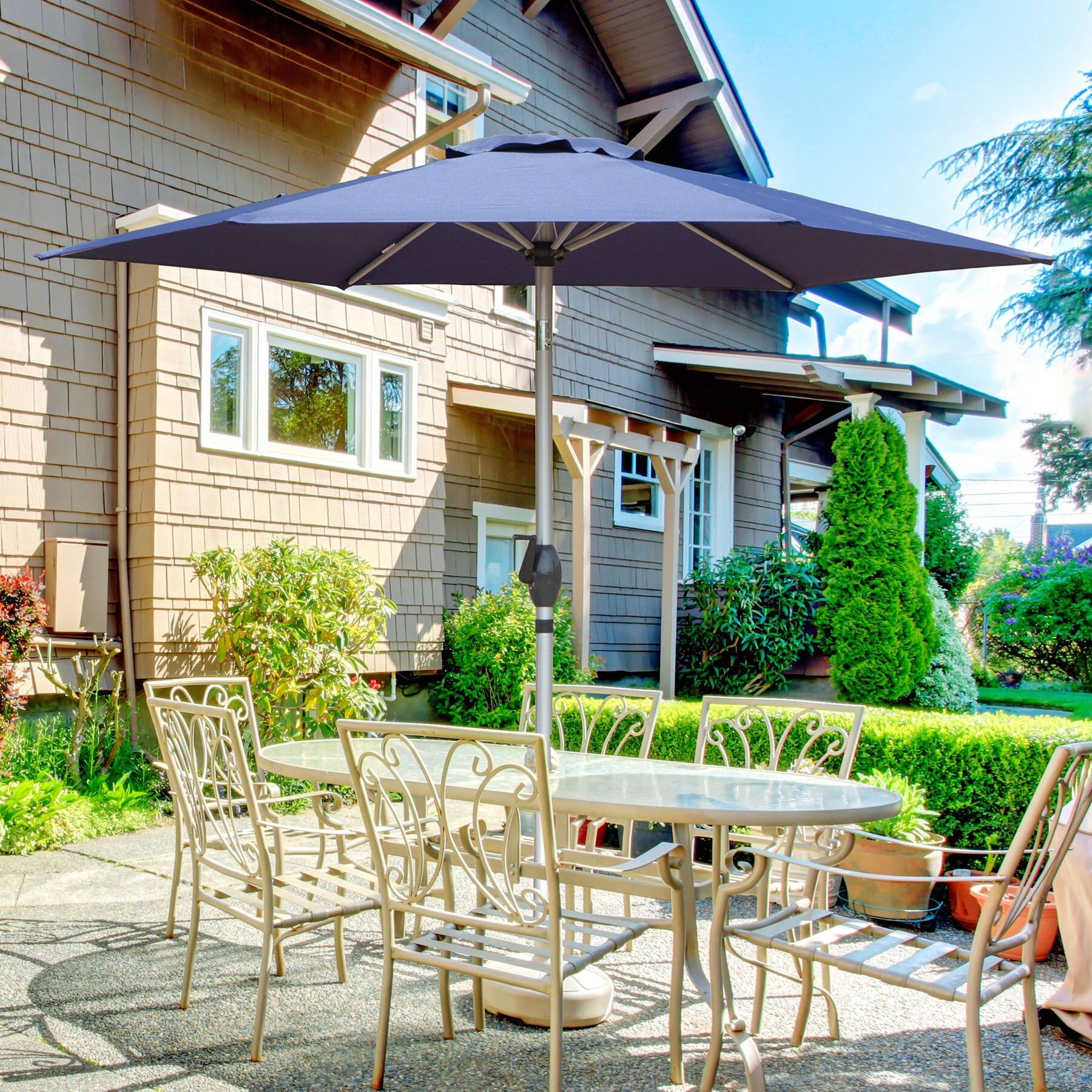 Alt View 1. Boyel Living - Outdoor Patio Umbrella Aluminum Pole 8 Ribs UV Protection Waterproof with Tilt and Crank - Navy Blue.