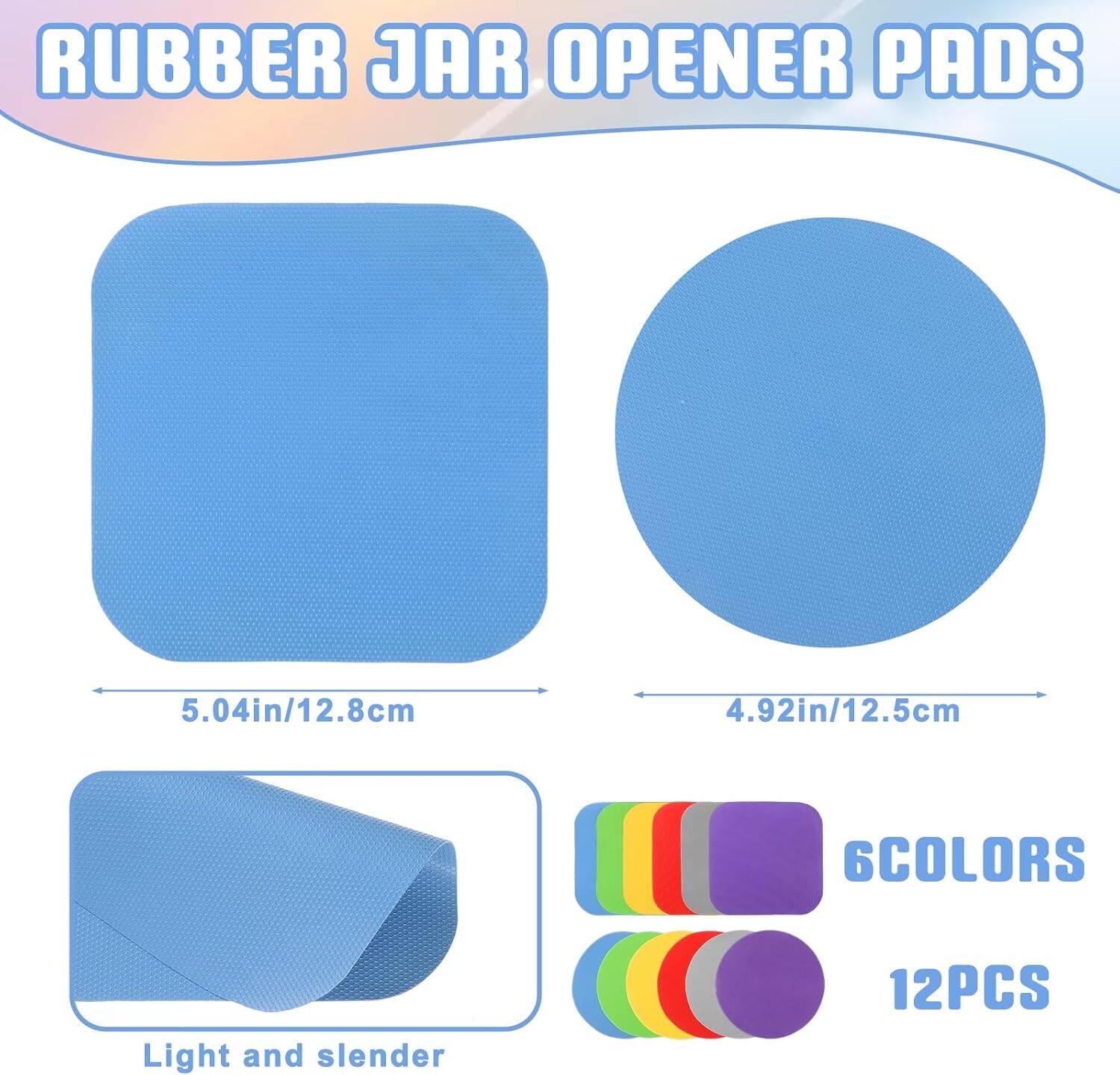 RUBBER JAR OPENER PADS

5.04in/12.8cm  
4.92in/12.5cm

Light and slender

6COLORS  
12PCS