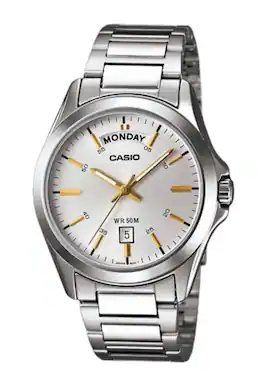 Casio - Classic Analog Quartz MTP-1370D-7A2 Stainless Steel Silver Dial Men's Watch 50M - Silver, White