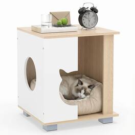 Gymax - Cat Bed Side Table w/Head-shaped Entry & Metal Legs Modern End Table Nightstand - Yellow