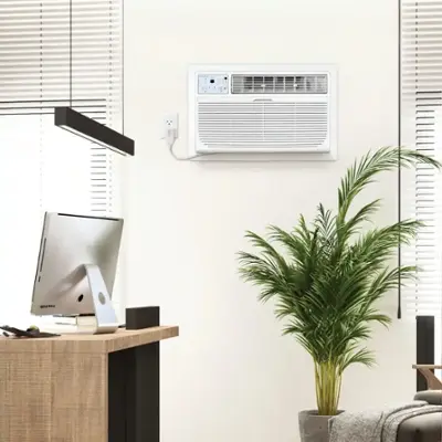 Keystone - 14,000 BTU 230V Through-the-Wall Air Conditioner with Follow Me LCD Remote Control - White