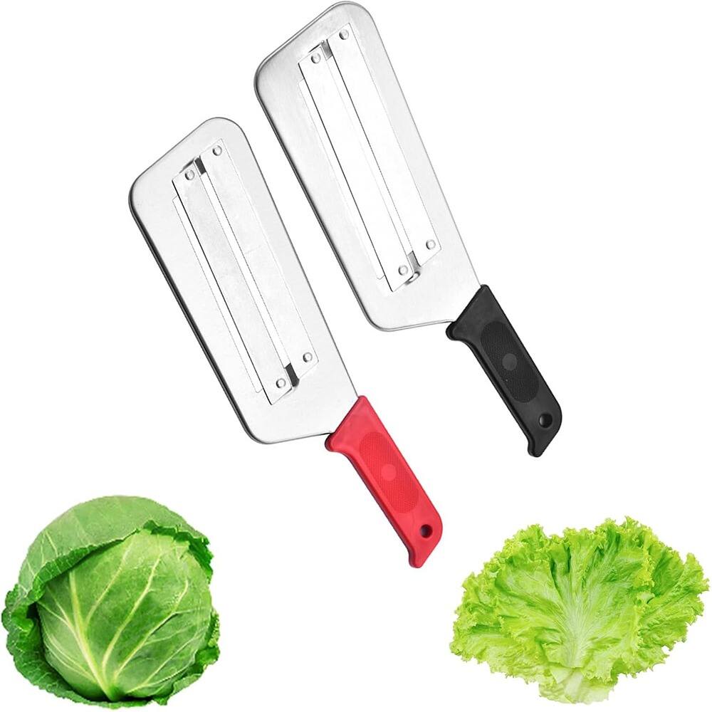 Front. PARKER SLATER - 2-Pack Cabbage Shredder & Slicer Tool, Sharp Durable Kitchen Gadget for Fruit, Salad, Sauerkraut, and Vegetables – Red & - red+black.