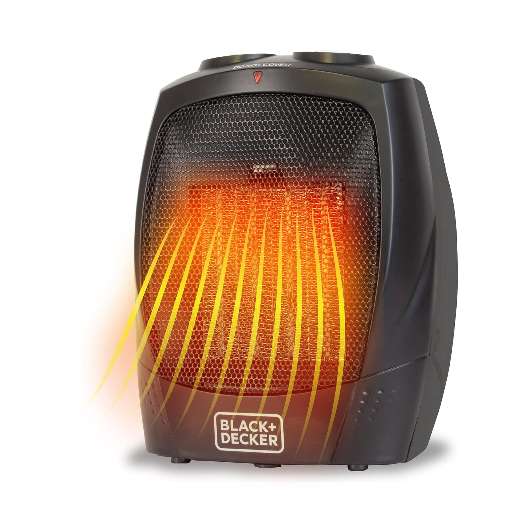 Black+Decker - Personal Ceramic Space Heater for Desk or Home Office, 2 Heat & Fan Settings, Adjustable Thermostat, BHDC201 - Black
