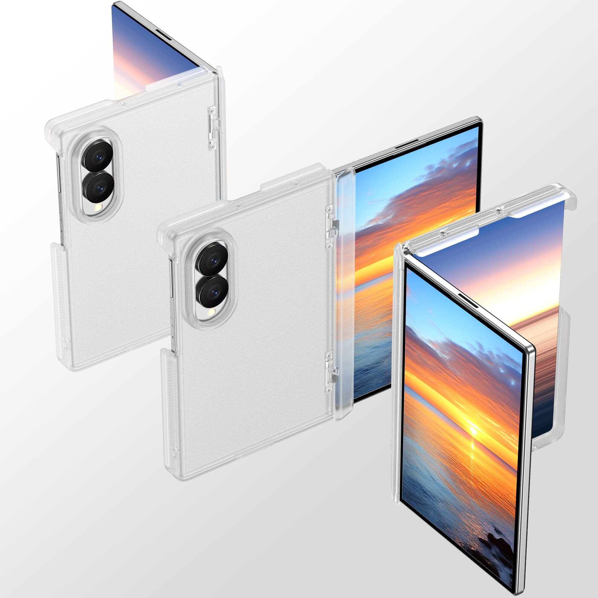 Angle. Dteck - Hinge Protection Case for Samsung Galaxy Z Fold8,Slim Matte Hard PC Shockproof Back Cover,No Front Frame Rugged Back - Matteclear.