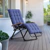 Front. PURPLE LEAF - Widened Patio Reclining Chair Zero Gravity Chaise Lounge Folding Chair with Removable Cushion Adjustable Headrest - Navy Blue.