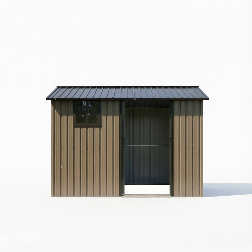 Alt View 8. Loheer - Loheer 8x6 Metal Storage Shed Galvanized Steel Weatherproof Utility Shed with Sliding Door Window Brown Black.