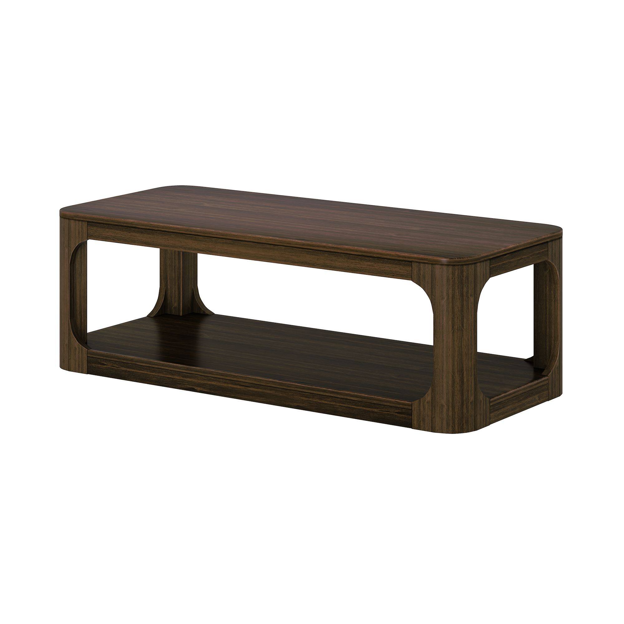 Alt View 2. Plank+Beam - Forma Rectangular Coffee Table with Shelf (54in x 24in / 1370mm x 610mm), Walnut - Walnut.