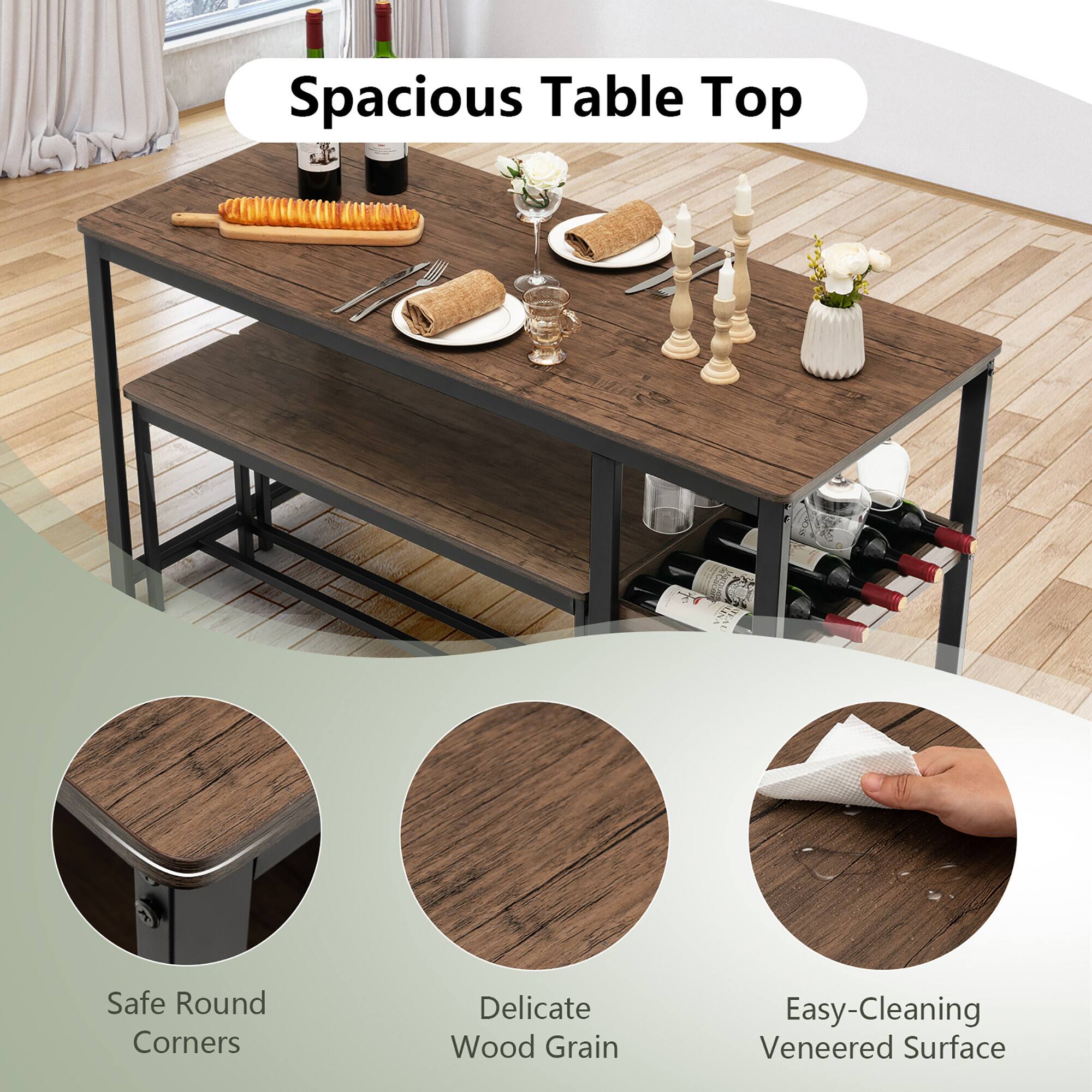 Spacious Table Top

- Safe Round Corners
- Delicate Wood Grain
- Easy-Cleaning Veneered Surface