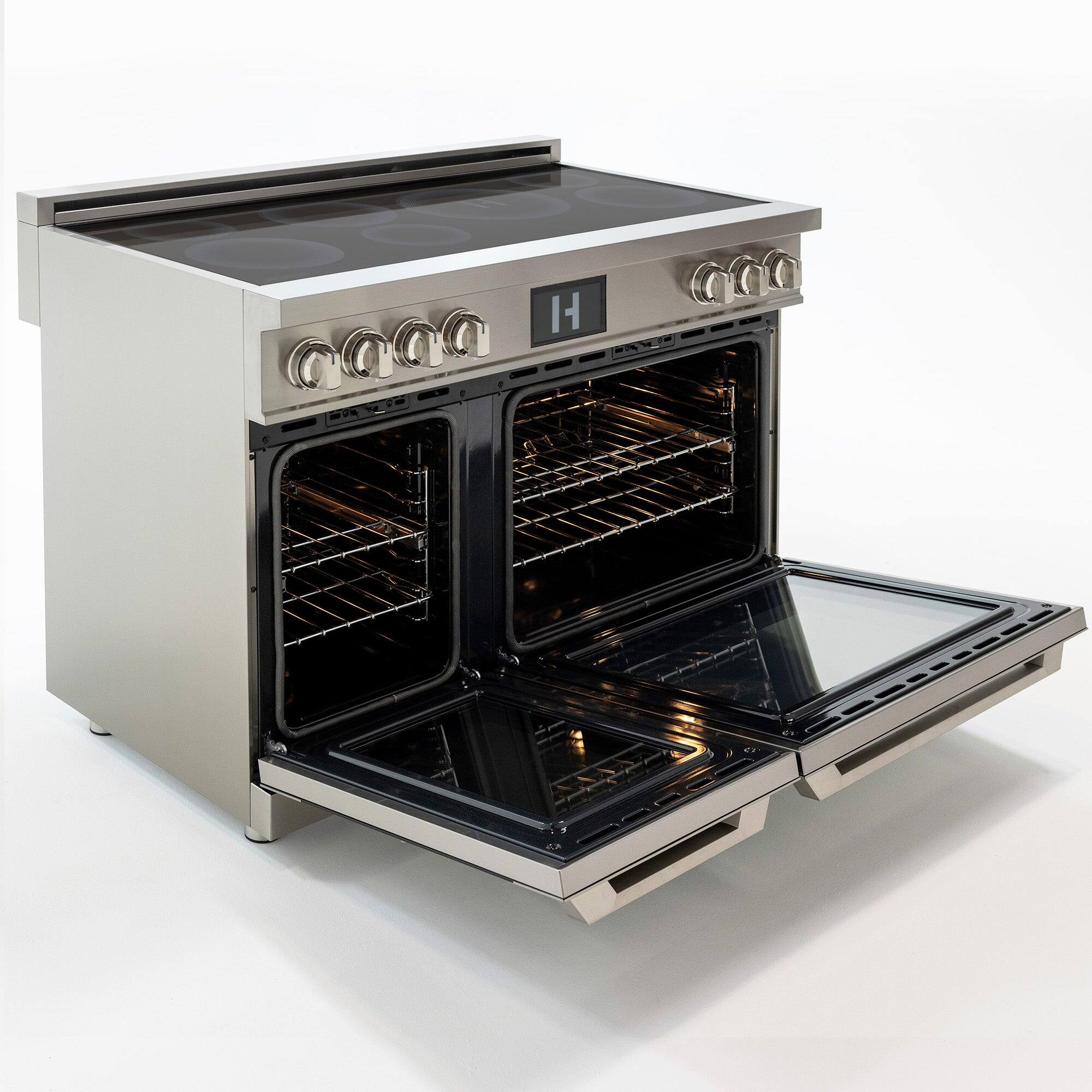 Alt View 4. Induction Hardware - Professional  48 Inch Induction Range with Double Convection Ovens & Air Fry, 7 Burner Electric Stove, Pizza Stone - Stainless Steel.