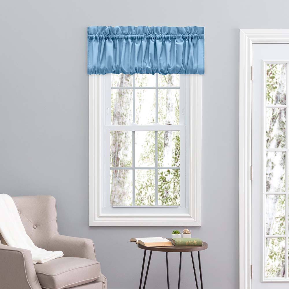 Angle. Ellis Curtain - Ellis Stacey 1.5" Rod Pocket High Quality Fabric Solid Color Window Balloon Valance 60"x15" Slate - Slate.