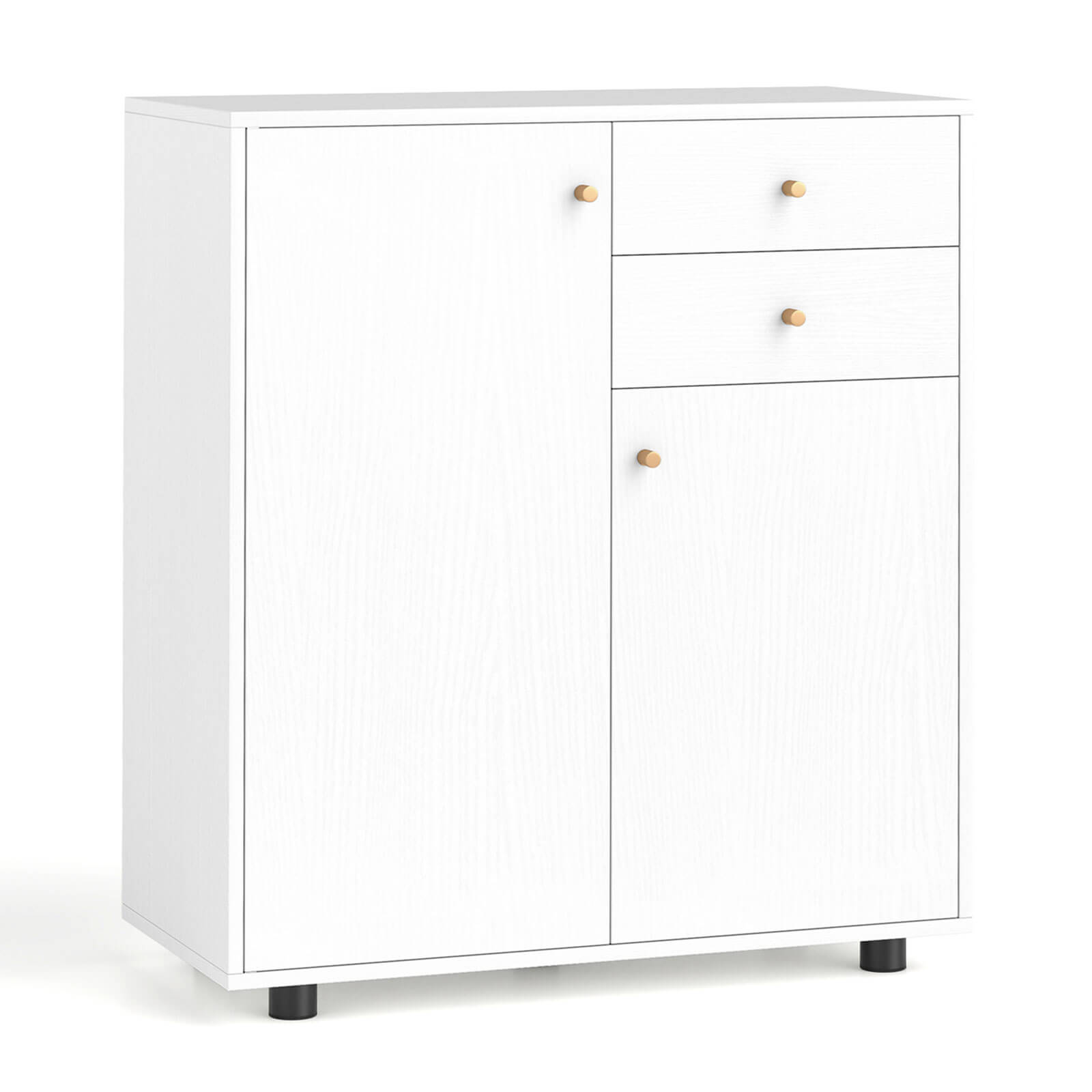 Alt View 9. Costway - Costway Kitchen Sideboard Buffet Cabinet with 2 Drawers, 2 Doors and 3 Adjustable Shelves - White.