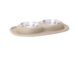WeatherTech - Double Low Pet Feeding System | Compact Pet Food and Water Station - 16oz (2 Cup) Stainless Steel Bowls - Tan