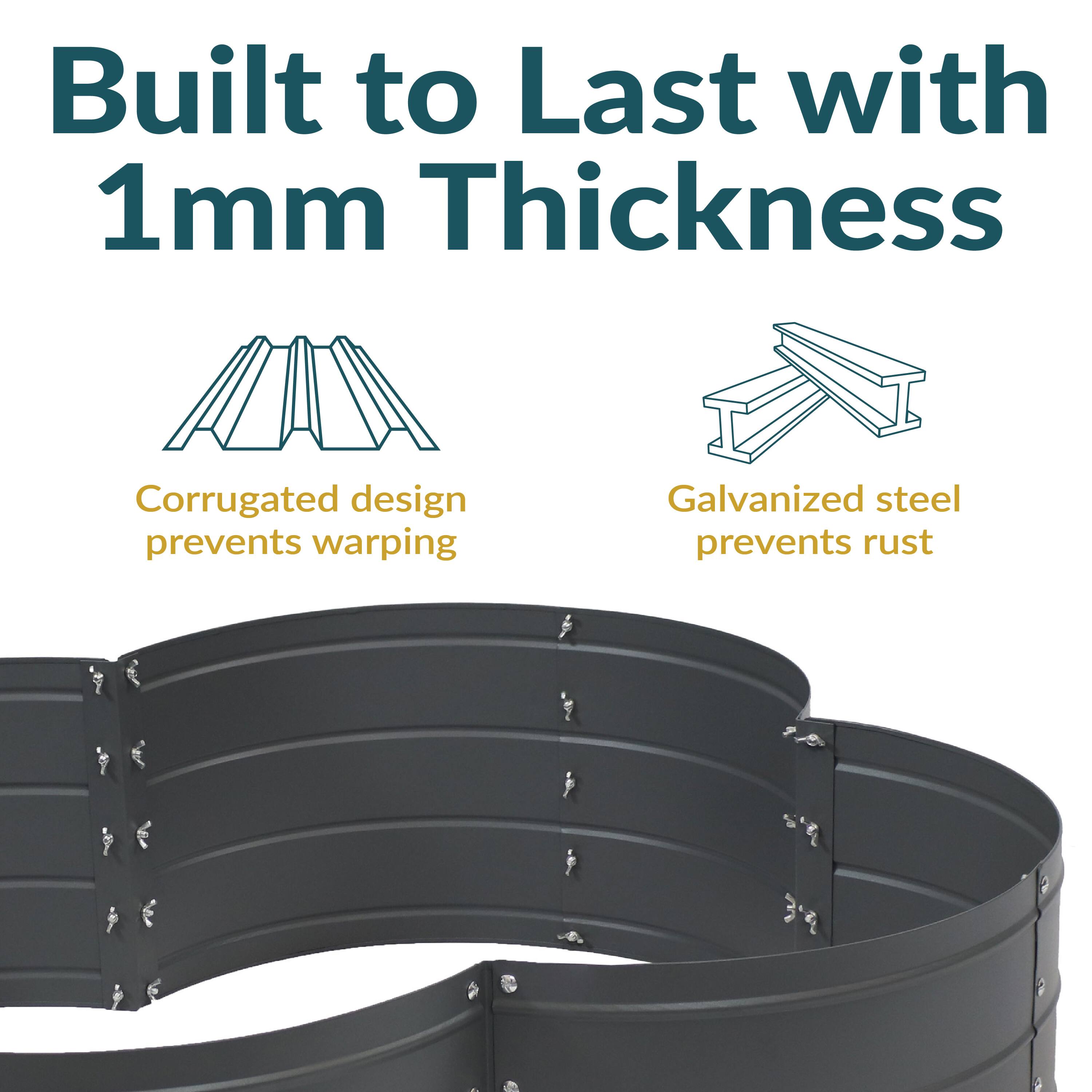 Built to Last with 1mm Thickness

- Corrugated design prevents warping
- Galvanized steel prevents rust