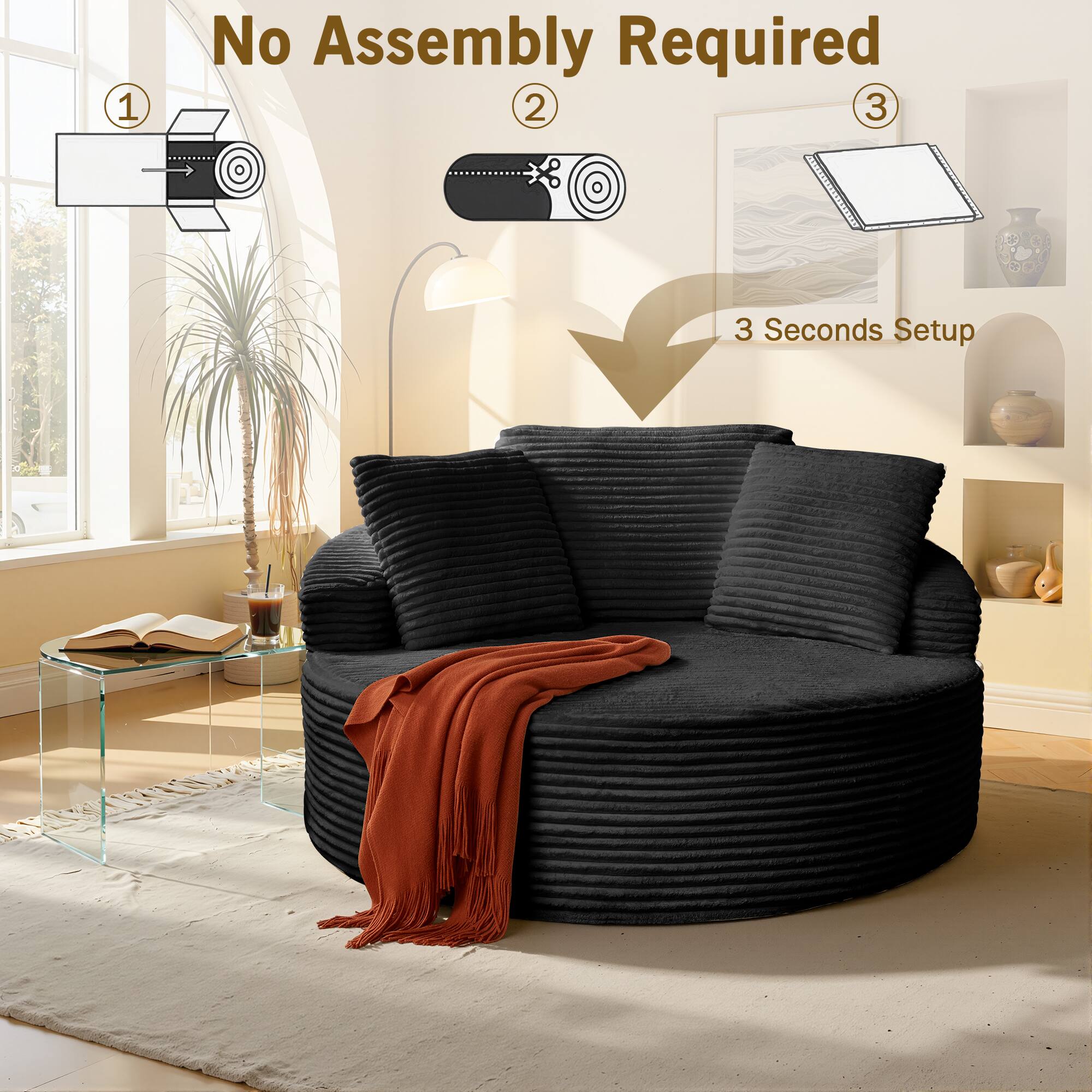 1. No Assembly Required  
2. 3 Seconds Setup